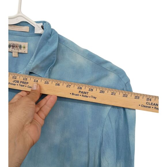 Campia Hawaiian Shirt Mens Short Sleeve Blue Button Down Palm Tree Beach Large - Picture 4 of 9